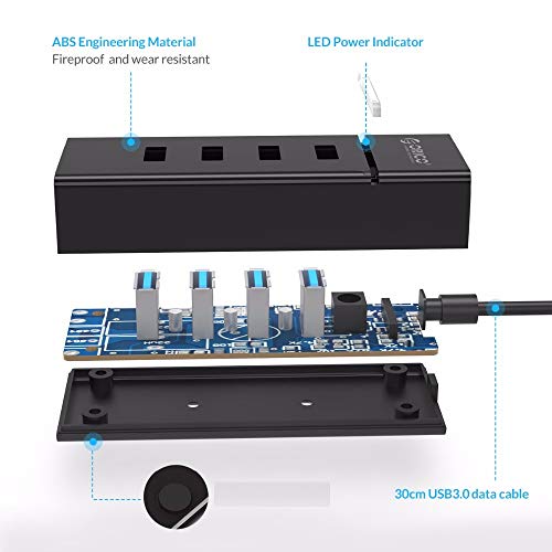 Posh High Speed 4-Ports USB 3.0 SuperSpeed Hub Portable for Pendrive, Camera, Mobile, TV, iPods and iPhones, Card Readers, Speakers, and More (USB 3.0 HUB, Black) - Image 3