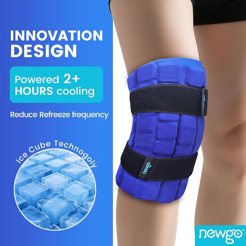 NEWGO Ice Pack for Knee, 2 Hours LongLasting Cold Therapy Knee Ice Pack Wrap with Detachable Gel Ice Cubes, Adjustable Fit for Post-Op, Injury, Swelling, ACL, Inflammation, Swelling - Image 3