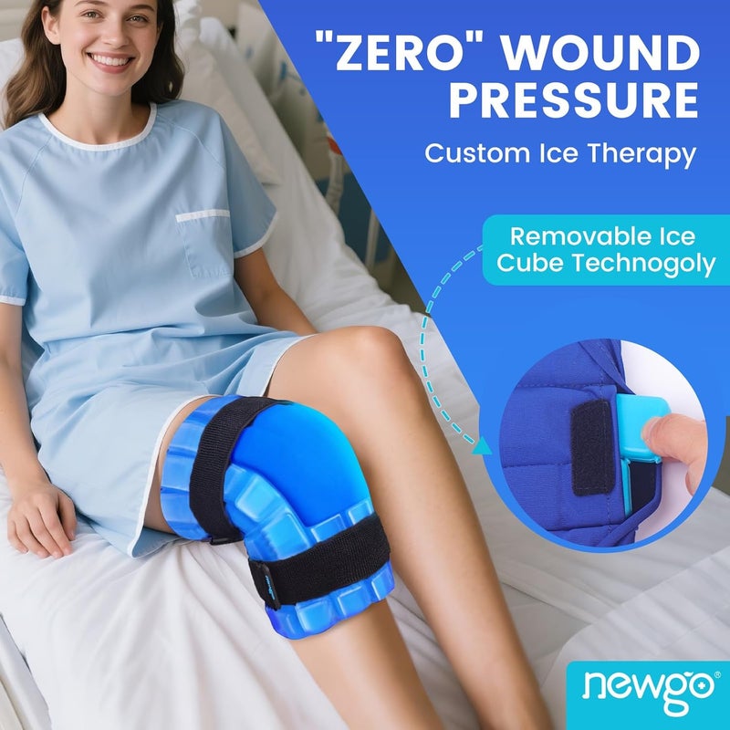 NEWGO Ice Pack for Knee, 2 Hours LongLasting Cold Therapy Knee Ice Pack Wrap with Detachable Gel Ice Cubes, Adjustable Fit for Post-Op, Injury, Swelling, ACL, Inflammation, Swelling - Image 4