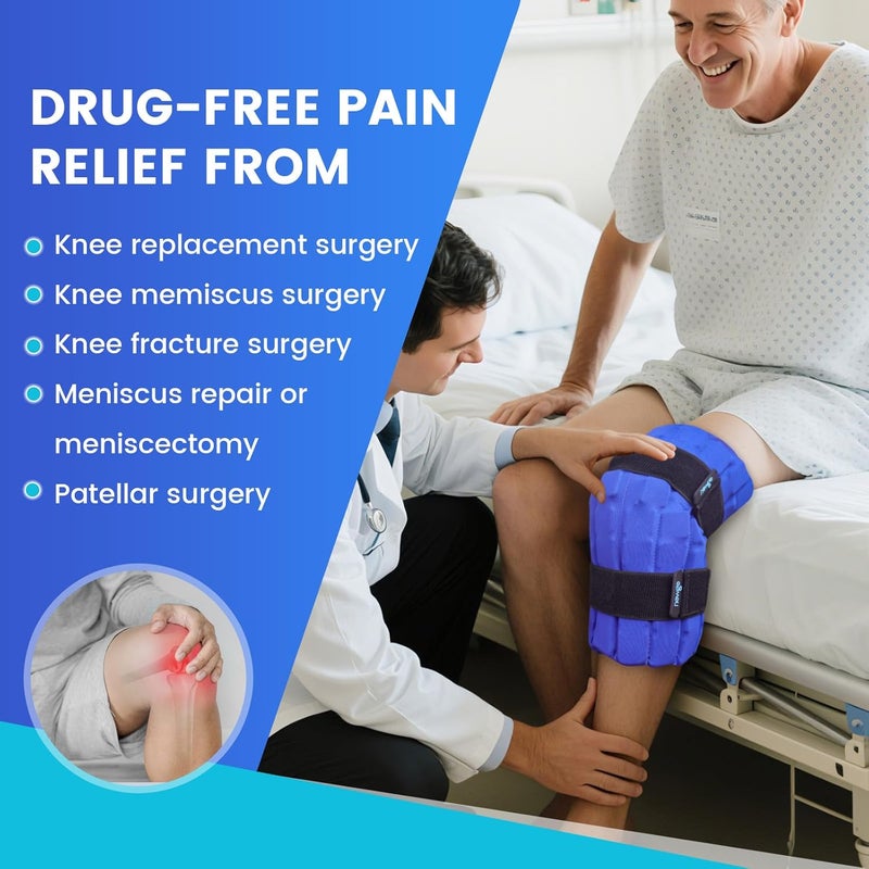 NEWGO Ice Pack for Knee, 2 Hours LongLasting Cold Therapy Knee Ice Pack Wrap with Detachable Gel Ice Cubes, Adjustable Fit for Post-Op, Injury, Swelling, ACL, Inflammation, Swelling - Image 2