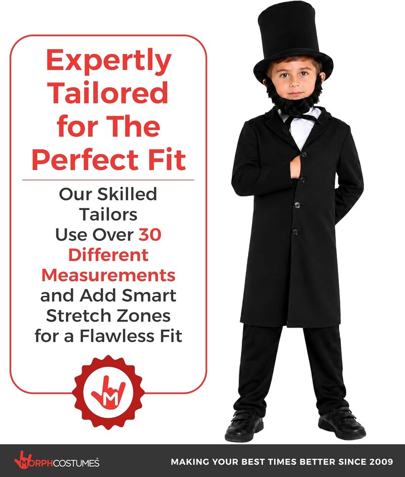 Morph Kids President Abraham Lincoln Costume - Medium (8 - 10 Years) - Image 4