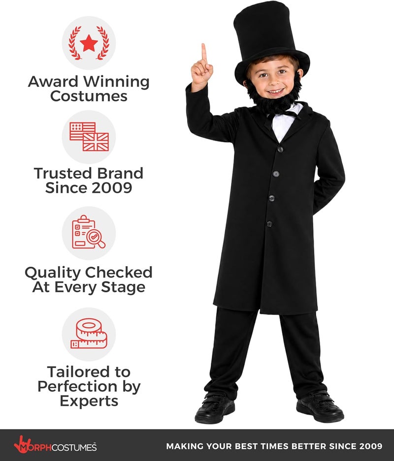 Morph Kids President Abraham Lincoln Costume - Medium (8 - 10 Years) - Image 5