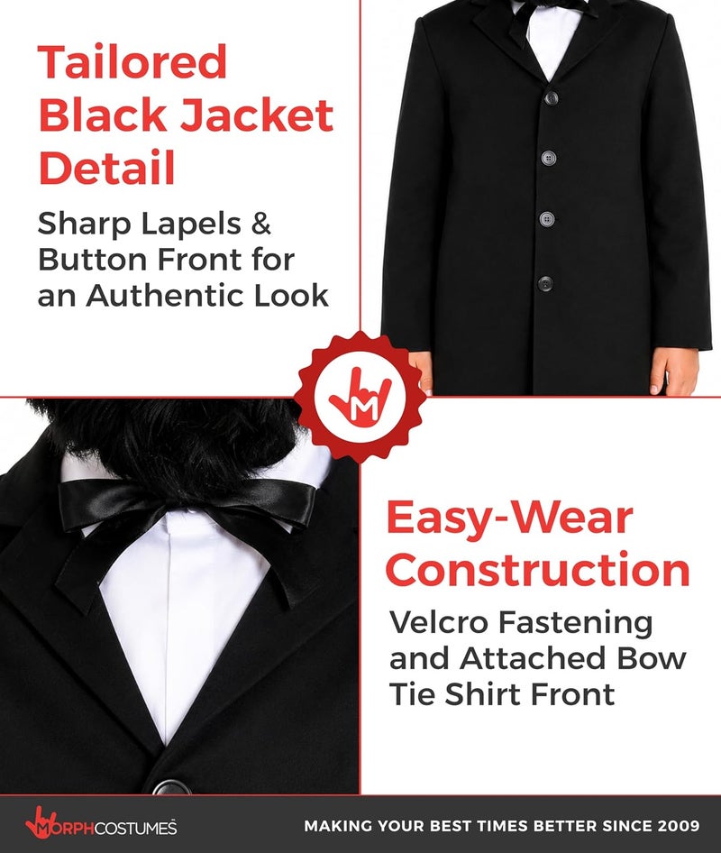Morph Kids President Abraham Lincoln Costume - Medium (8 - 10 Years) - Image 3