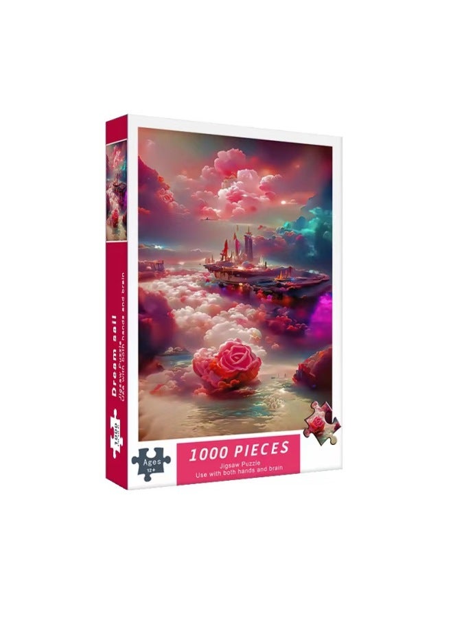 1000 قطعة من أحجية الورق 75*50 سم ألعاب تعليمية للكبار والأطفال تجميع أكشاك سوق ليلي جيل الشعر - Image 1