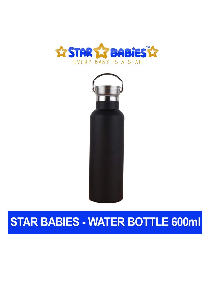 ستار بيبيز زجاجة مياه رياضية معزولة بفراغ من الفولاذ المقاوم للصدأ بجدار مزدوج من ستار بيبيز مع غطاء محمول غير قابل للصدأ 600 مل - أسود - Image 2