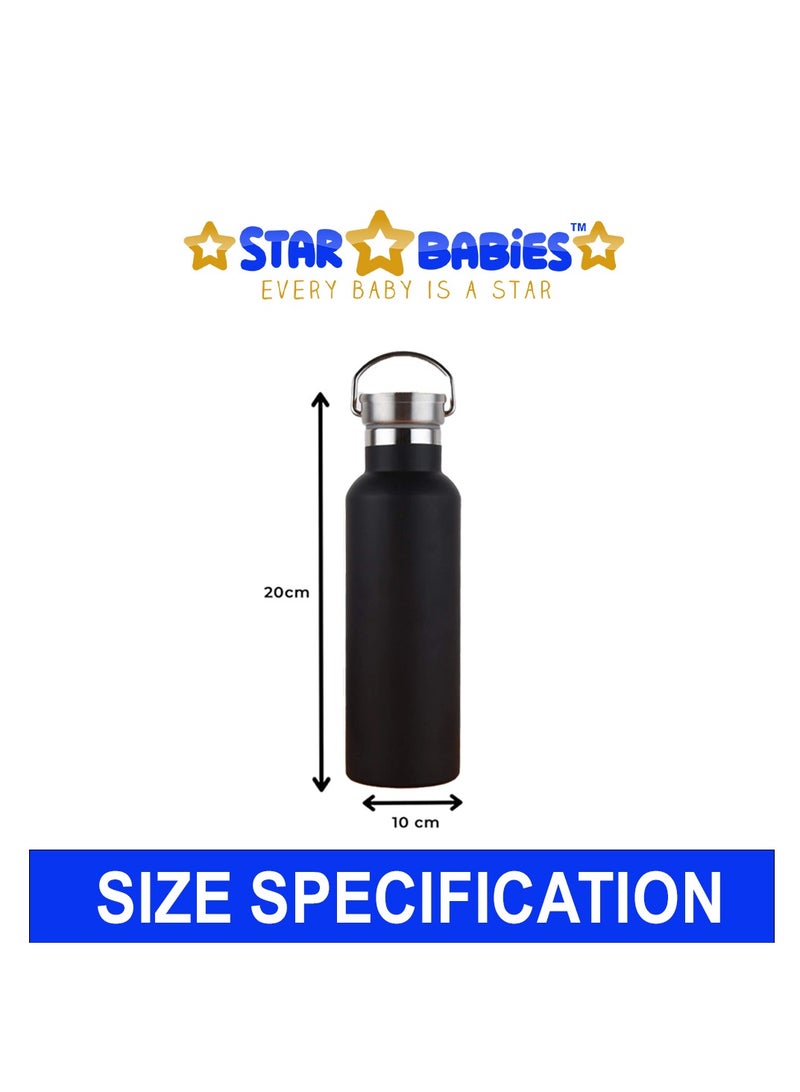 ستار بيبيز زجاجة مياه رياضية معزولة بفراغ من الفولاذ المقاوم للصدأ بجدار مزدوج من ستار بيبيز مع غطاء محمول غير قابل للصدأ 600 مل - أسود - Image 3