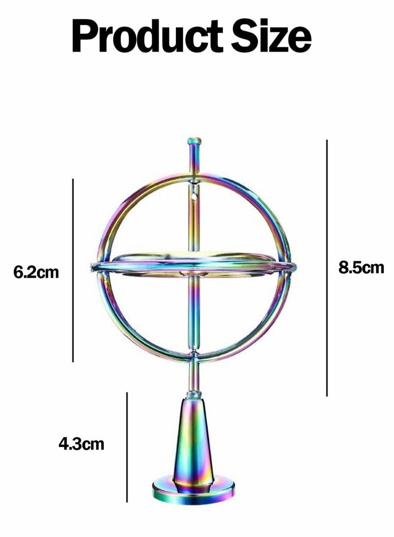 Excefore Gyroscope, Metal Anti-Gravity Gyroscope Toy Colorful Spinning Top Desktop Ornament for Children Adult - Image 5