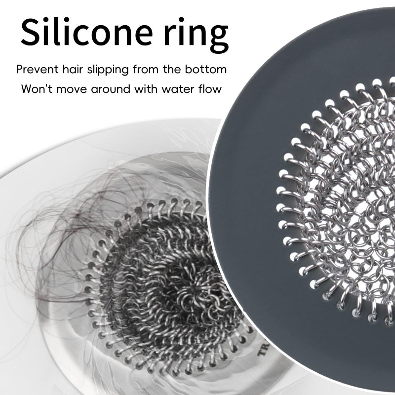 TRAPMATE Shower Drain Hair Catcher, 4.4" Easy Clean Bathtub Drain Hair Catcher, Anti-Slip Bath Tub Drain Protector, Upgraded 304 Stainless Steel Shower Sink Drain Cover for Bathroom (Patented Product) - Image 4