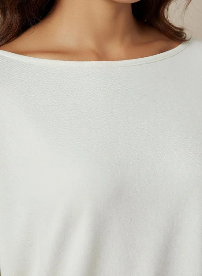 Splash Active WHITE Women Relaxed Fit Boat Neck Sweatshirt for Women | Best Price UAE