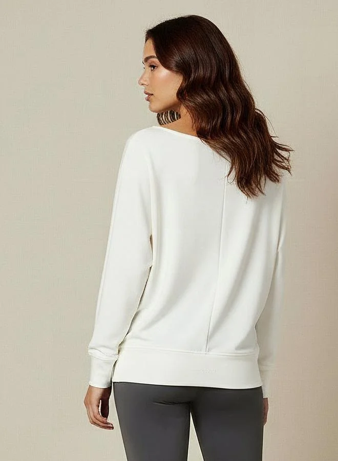 Splash Active WHITE Women Relaxed Fit Boat Neck Sweatshirt for Women | Best Price UAE