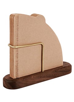 EqiEch Walnut Base Coffee Filter Holder,Pure Brass Coffee Filter Paper Storage Rack,Filter Paper Container Stand Suitable For V60 and Fan Shape and Flat-bottomed Pour Over Filter Paper  - Image 2