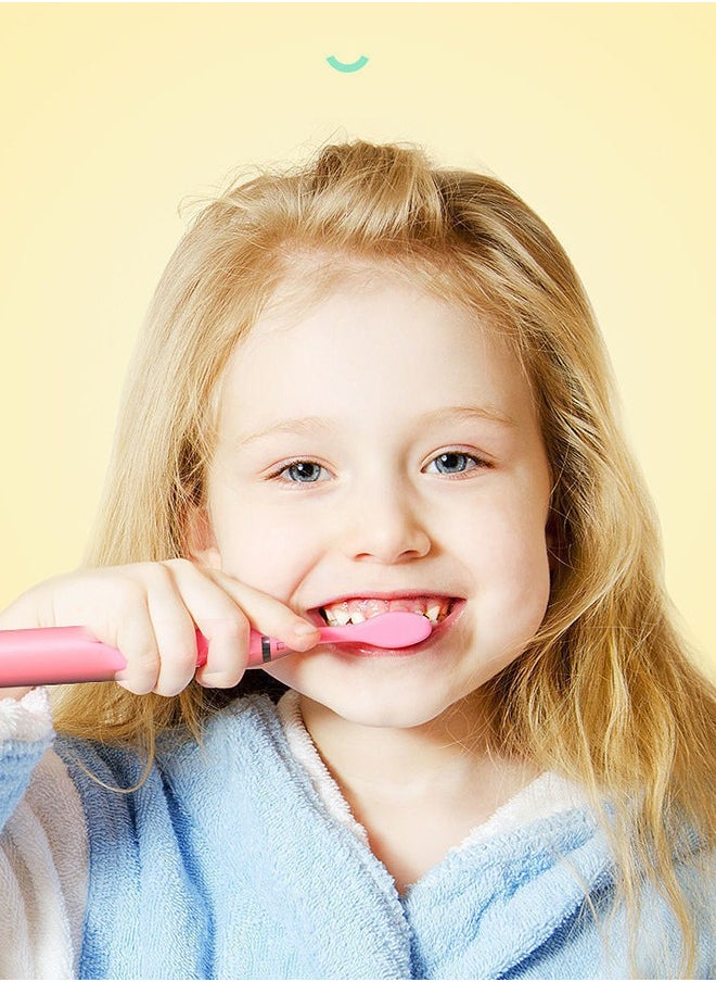 Super ZYouth Kids Battery Powered Toothbrush, Children Sonic Toothbrushes with 6 Brush Heads, Rabbit, Pink  - Image 4