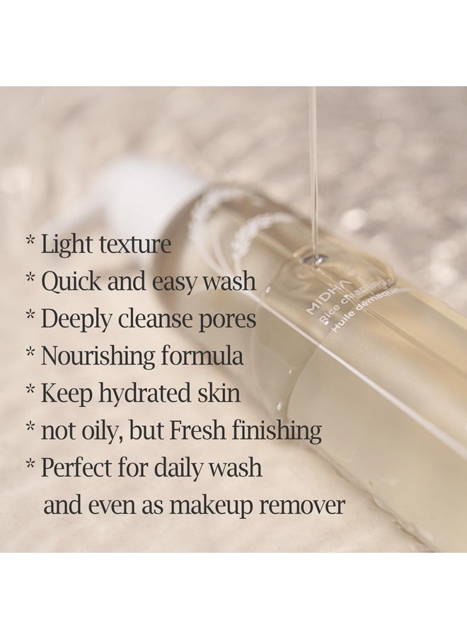 MIDHA - Rice Cleansing Oil For Clean And Mild Wash For Face Non Greasy And Light Texture Quick Emulsifying Rice Bran Oil Quick And Easy Makeup Remove - Image 1