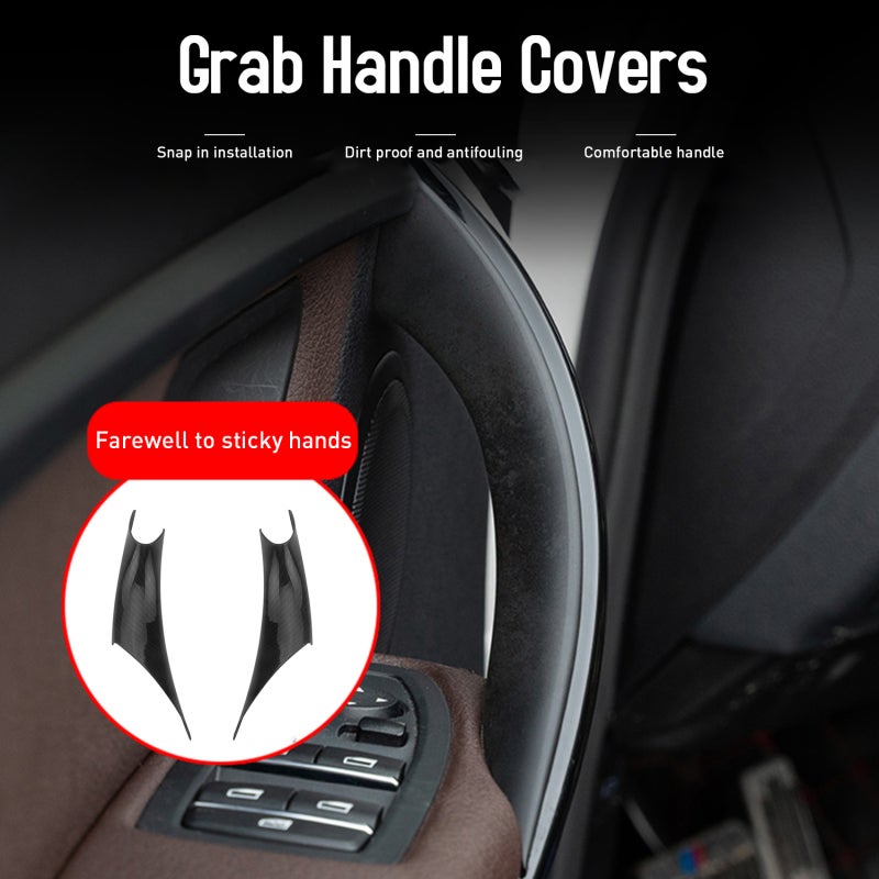 Car Grab Handle Covers: Black Premium Carbon Fiber ABS Material - Direct Fit No Cutting Splicing Easy Installation for BMW 3 4 Series F30 F35 2012-2016 - Image 4