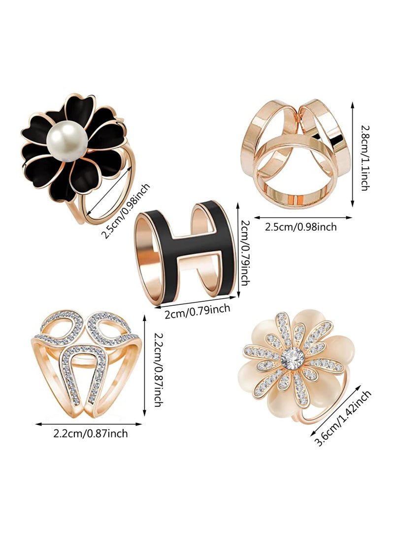 Excefore Scarf Ring Clip, 6 Pieces Scarf Rings Brooches, Metal Scarves Buckle Scarf Cloth Ring Fashionable Scarf Clips, Scarf Ring Clip Cloth Ring for Daily Clothes, Weddings, Dances, Parties, Gold-plated Allo - Image 5