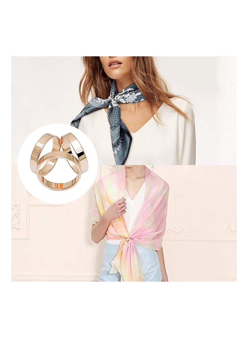 Excefore Scarf Ring Clip, 6 Pieces Scarf Rings Brooches, Metal Scarves Buckle Scarf Cloth Ring Fashionable Scarf Clips, Scarf Ring Clip Cloth Ring for Daily Clothes, Weddings, Dances, Parties, Gold-plated Allo - Image 2