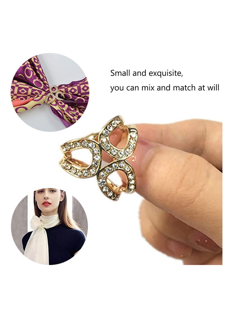 Excefore Scarf Ring Clip, 6 Pieces Scarf Rings Brooches, Metal Scarves Buckle Scarf Cloth Ring Fashionable Scarf Clips, Scarf Ring Clip Cloth Ring for Daily Clothes, Weddings, Dances, Parties, Gold-plated Allo - Image 4