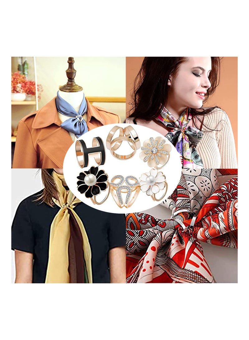 Excefore Scarf Ring Clip, 6 Pieces Scarf Rings Brooches, Metal Scarves Buckle Scarf Cloth Ring Fashionable Scarf Clips, Scarf Ring Clip Cloth Ring for Daily Clothes, Weddings, Dances, Parties, Gold-plated Allo - Image 3