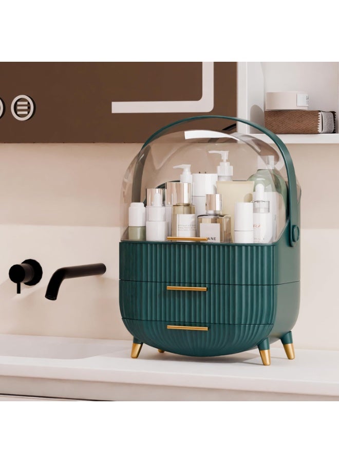 Makeup and skincare organizer - Cosmetic display cases with clear lid, skincare organizers for bathroom countertop, bedroom vanity, lipstick organizer, green - Image 4