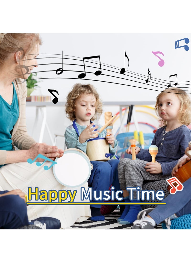 Baby Musical Instruments Set - Neutral Colors Wooden Montessori Toys Percussion Music Modern Boho Xylophone Birthday Gifts for 1 2 3 Year Old Kids Baby Toddlers Boys Girls with Storage Bag - Image 5