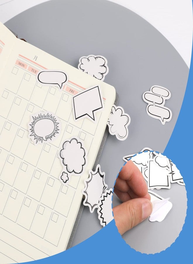 Sliverdew 90 Pcs Thought Cloud Sticker Notes Talking Bubble Shaped Sticky Notes Dialog Box Paper Stickers Blank Sticker Labels Assorted Shape Paper Stickers Self-Stick Memo Pads Set for Diary, Planner, Album - Image 3