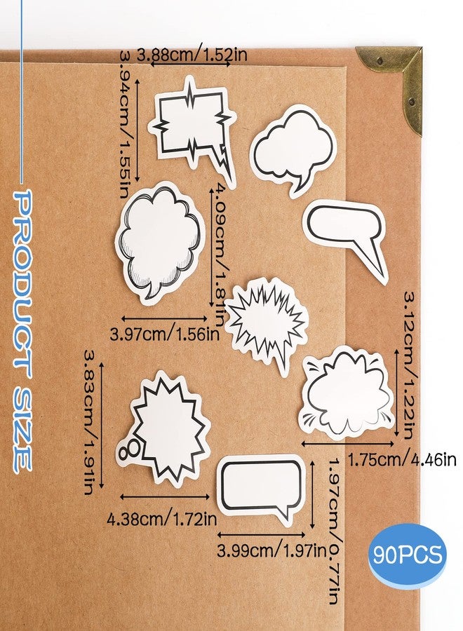 Sliverdew 90 Pcs Thought Cloud Sticker Notes Talking Bubble Shaped Sticky Notes Dialog Box Paper Stickers Blank Sticker Labels Assorted Shape Paper Stickers Self-Stick Memo Pads Set for Diary, Planner, Album - Image 2