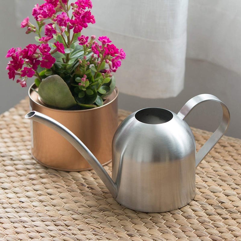 YISSN Small Watering Can for Indoor Plants, 15oz/450ml Stainless Steel Long Spout Watering Can for Succulents, Herbs (Silver) - Image 3