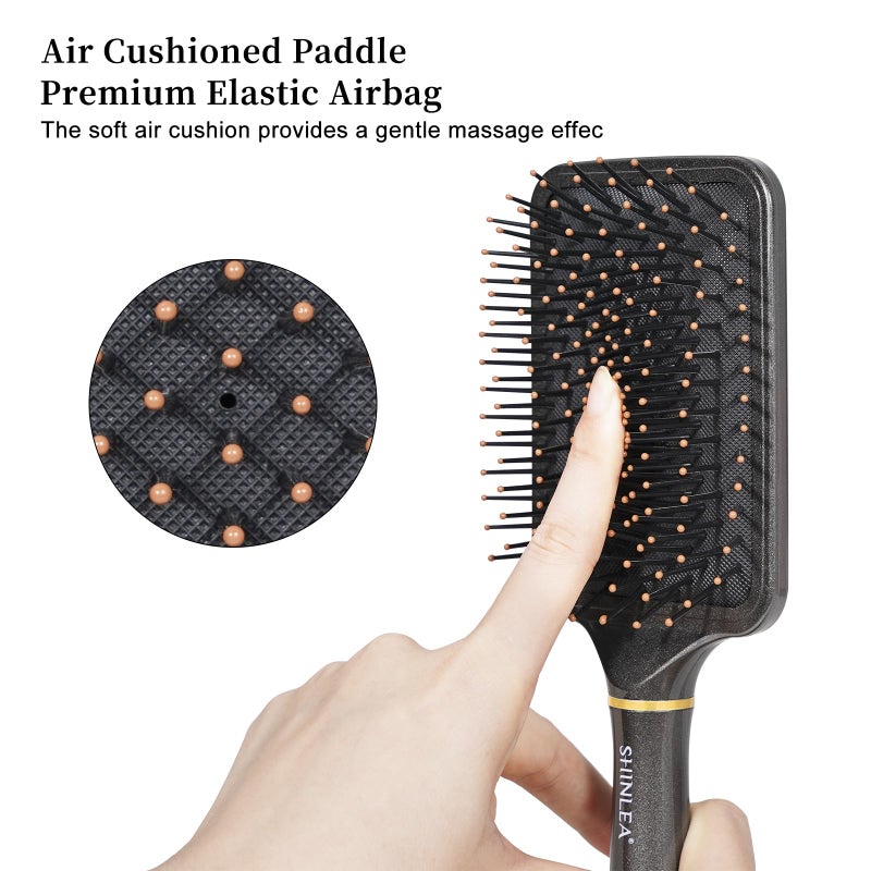 SHINLEA Paddle Brush for Blow Drying, Detangling Brush for Curling Straight Thick Thin Wet and Dry Hair, Soft Nylon Bristle, Hairbrush for Women Men Kids - Image 3