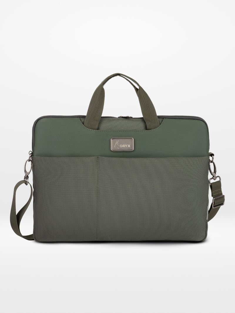 ORYX O-LapClassy Sleek Laptop Bag Minimalist Lightweight Work Bag Green - Image 1