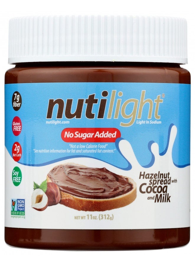 nutiLight Nutilight No Sugar Added Hazelnut Spread With Cocoa And Milk, Keto And Diabetic Friendly, Kosher, Non-Gmo,100% Natural, Cholesterol-Free, Gluten-Free, And Soy-Free, 11 Ounces (Pack Of 1)  - Image 1