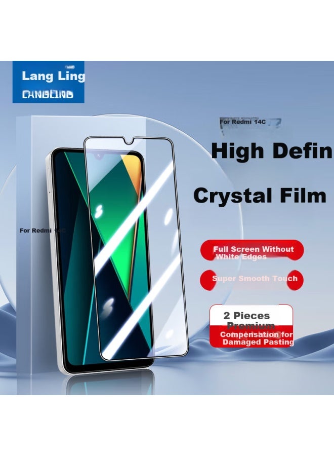 Langling Tempered Glass Screen Protector For Xiaomi Redmi 14c, Full Coverage Protective Film, Hd Clear Glass, Shatterproof, Anti-fingerprint Protective Film