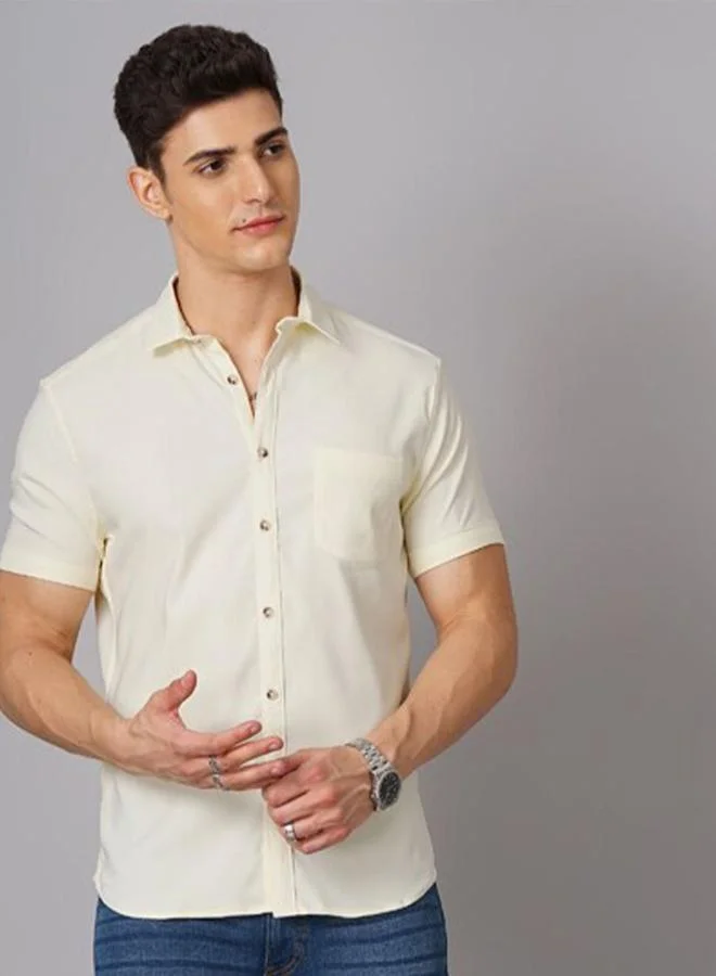 Take Two Men Yellow Solid Casual Shirt By HardSoda