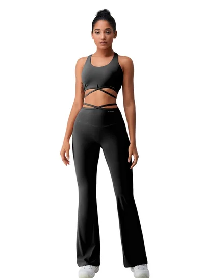 KAWN.YOGA Womens High Waist Flared Contour Workout Sport Leggings Yoga Pants Tummy Control Running Pants