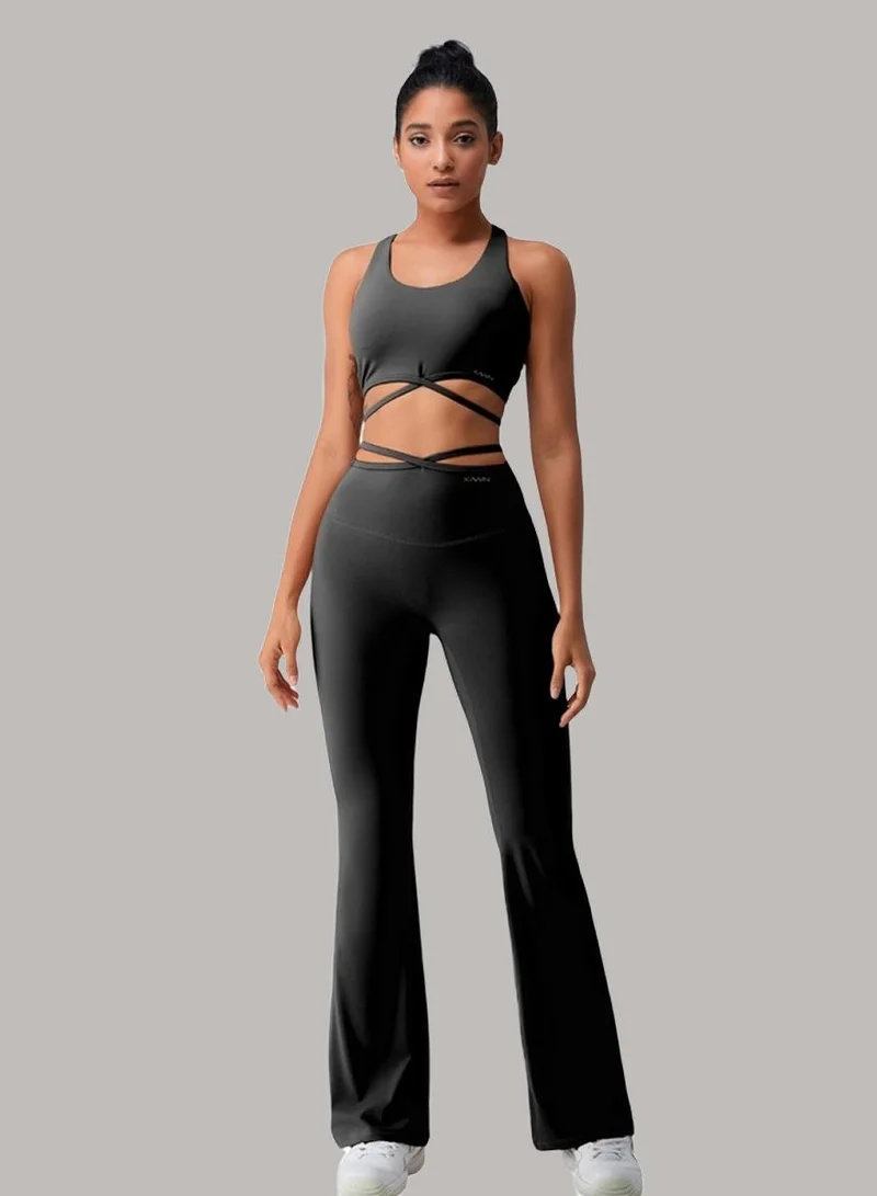 Womens High Waist Flared Contour Workout Sport Leggings Yoga Pants Tummy Control Running Pants