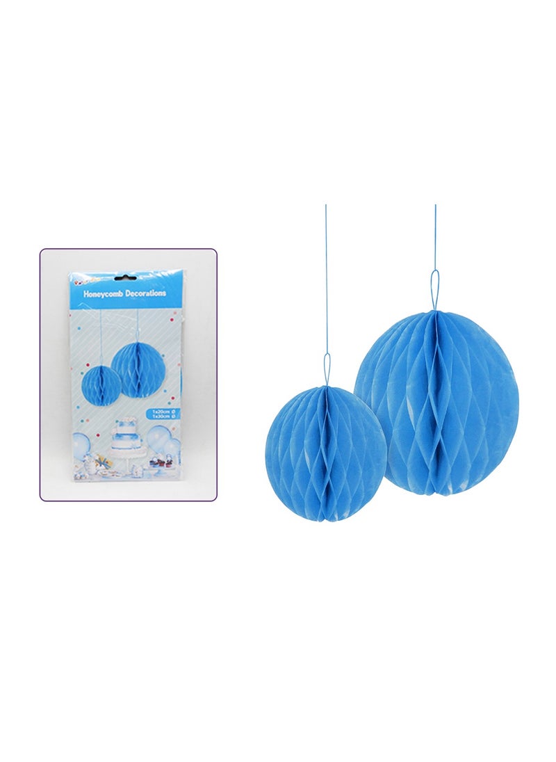 PARTY FUN - Blue Color Paper Honycomb Balls Decration 20+30CM - Image 1