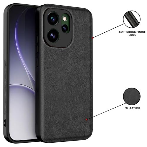 Kapa Tux Leather Back Cover for Oppo Reno 15 Pro 5G | Slim Shockproof Camera Protection Bumper Case (Black) - Image 3