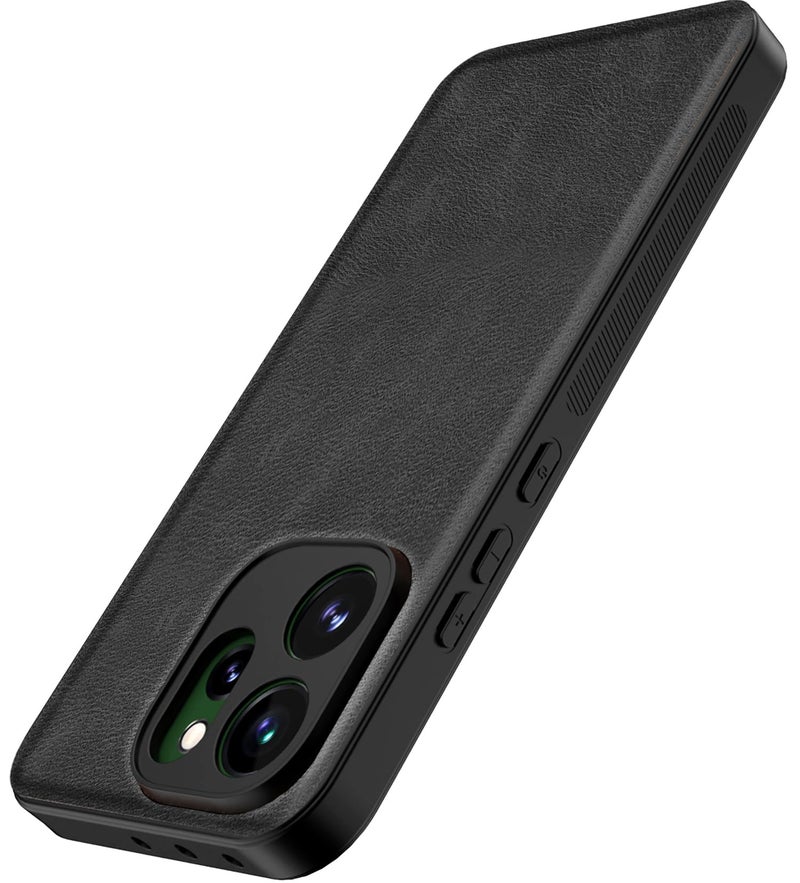 Kapa Tux Leather Back Cover for Oppo Reno 15 Pro 5G | Slim Shockproof Camera Protection Bumper Case (Black) - Image 1