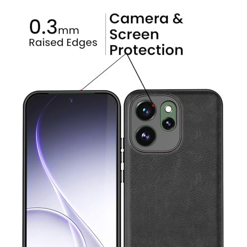 Kapa Tux Leather Back Cover for Oppo Reno 15 Pro 5G | Slim Shockproof Camera Protection Bumper Case (Black) - Image 4