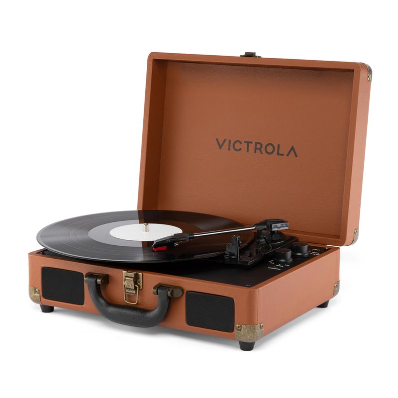 Victrola Journey II (2025 Model) â€“ Bluetooth Suitcase Record Player â€“ Built-in Stereo Speakers with Enhanced Bass, 3-Speed Turntable, Bluetooth Input and Output, RCA & Headphone Outputs (Brown) - Image 1