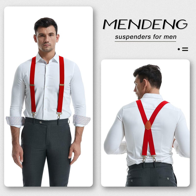 MENDENG Store Suspenders for Men Heavy Duty Swivel Hooks Retro X-Back Adjustable Brace - Image 5