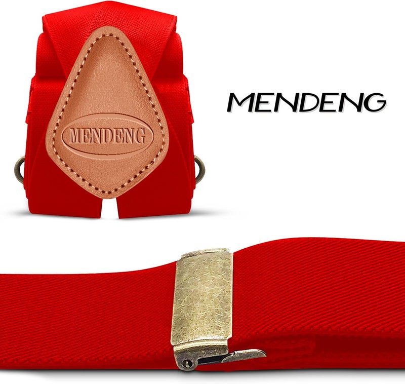 MENDENG Store Suspenders for Men Heavy Duty Swivel Hooks Retro X-Back Adjustable Brace - Image 4