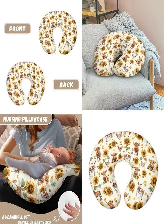 ZDCUSTOM Sunflower Highland Cow Baby Car Seat Covers with Nursing Pillowcase Set of 2, Multi-use Car Seat Canopy Carrier Protector, Breathable Breastfeeding Cover for Girl Boy - Image 3
