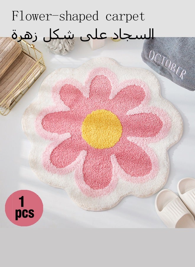 Carpet Floor Mat,Soft Floor Mat,Special Shape Rug,Flower Shaped Rug,Anti-Slip Floor Mat,Imitation Cashmere Material Floor Mat,Applies To Living Room Bedroom Sofa Coffee Table Kitchen Rug Decorative  - Image 1