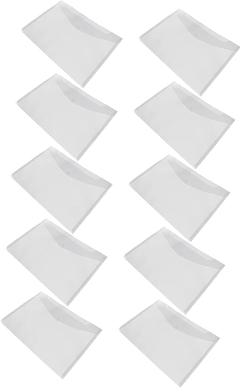 A4 Plastic Document Folder with Snap Button, 10pcs File Storage Organizer Bags for Office and School Filing - Image 1