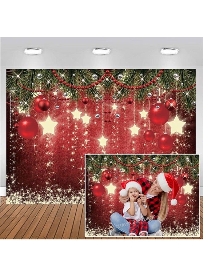 CHAIYA 7x5ft Christmas Red Background Winter Snowflake New Year's Eve Photography Family Party Shining Stars Background Red Happy Background Baby Shower Decoration Photo Studio Road CY128 - Image 1