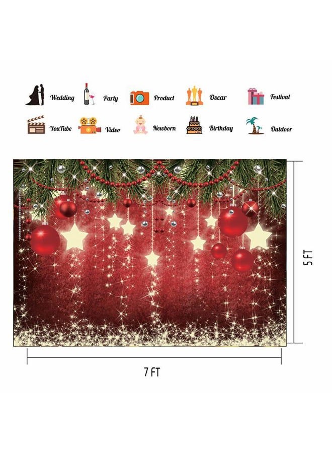 CHAIYA 7x5ft Christmas Red Background Winter Snowflake New Year's Eve Photography Family Party Shining Stars Background Red Happy Background Baby Shower Decoration Photo Studio Road CY128 - Image 5