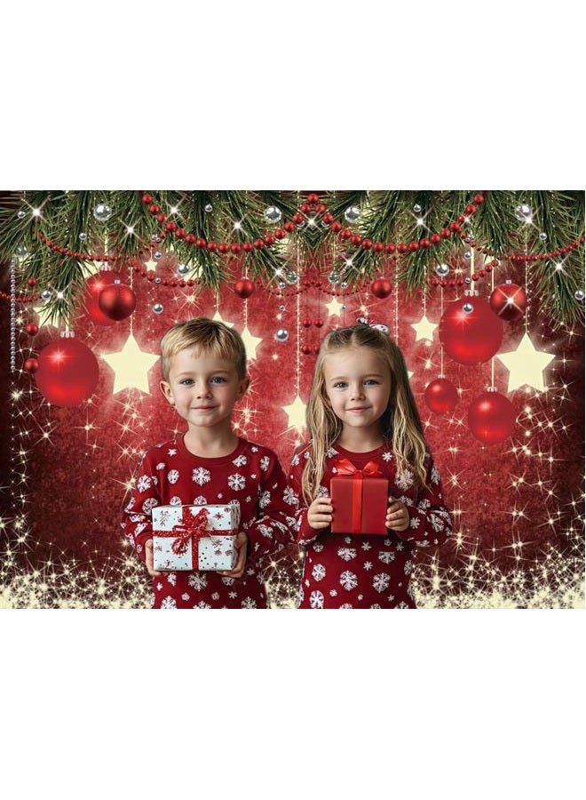 CHAIYA 7x5ft Christmas Red Background Winter Snowflake New Year's Eve Photography Family Party Shining Stars Background Red Happy Background Baby Shower Decoration Photo Studio Road CY128 - Image 3