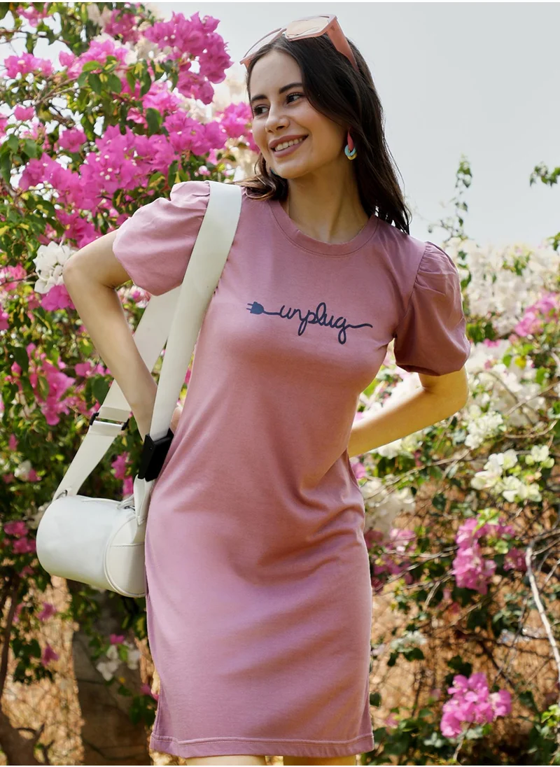 PINACOLADA Women's Mauve Purple Unplug T-Shirt Dress