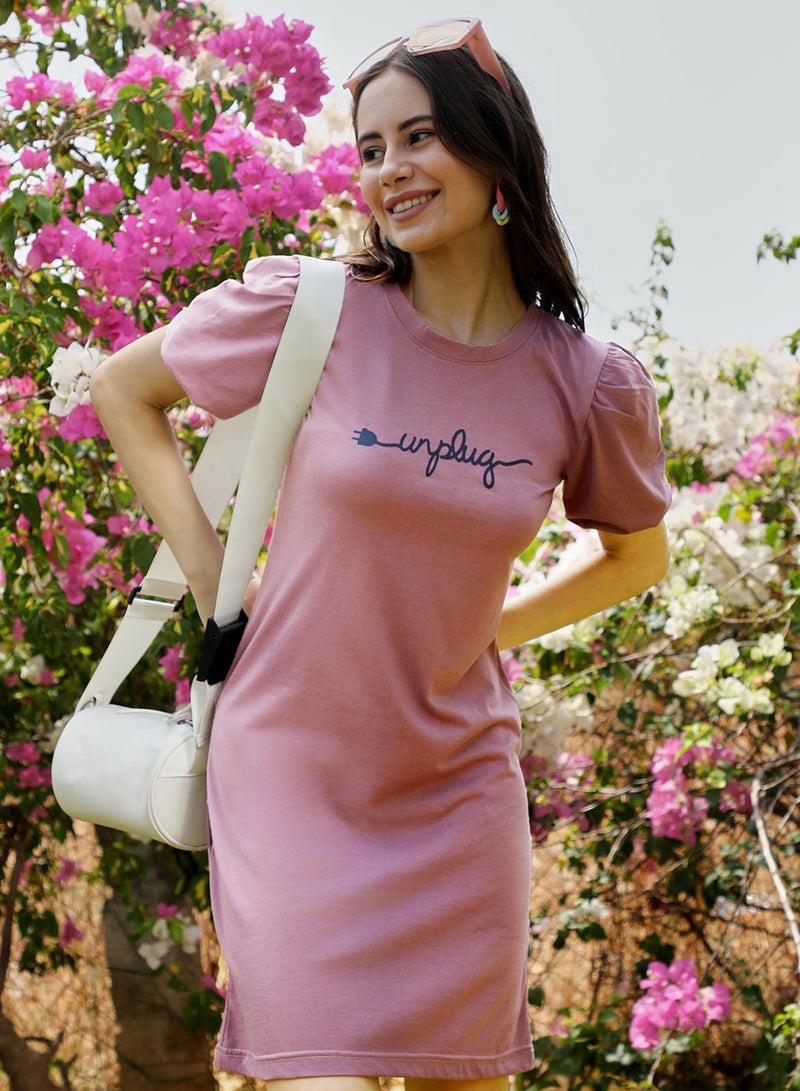 PINACOLADA Mauve Graphic Tee Dress - Image 1