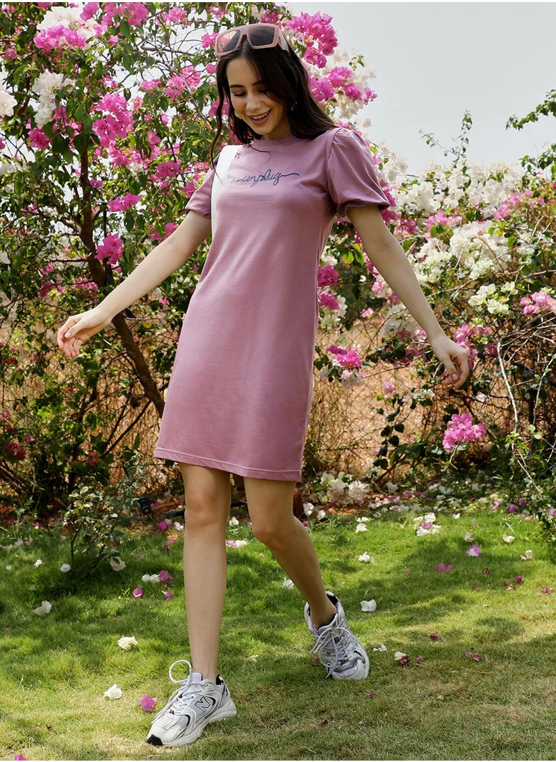 PINACOLADA Women's Mauve Purple Unplug T-Shirt Dress